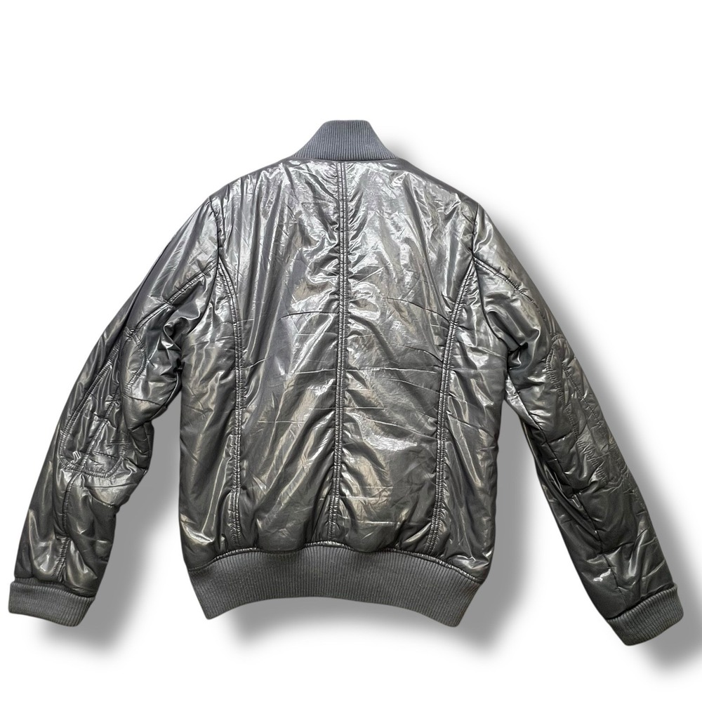 Vtg UFC Y2K Ultimate Fighting Championship Gray Glossy Jacket Size S/M Zip Plaid - Picture 3 of 9